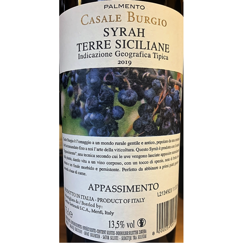 SYRAH APPASSIMENTO TERRE SICILIANE IGT 0.75L