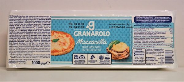 MOZZARELLA CUISINE 20 % M.G. GRANAROLO 1KG/8